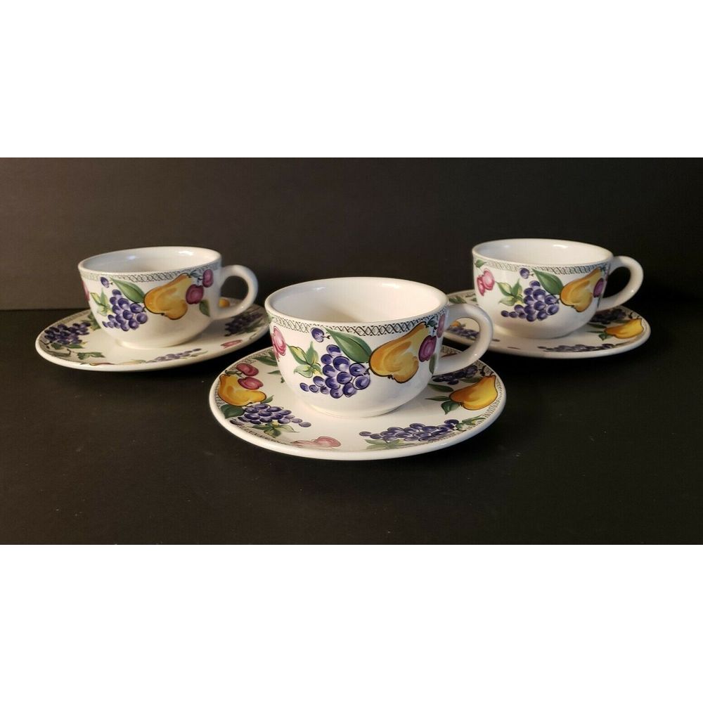 Cafe Classico L'Amour Fruit - Nancy‎ Calhoun Cup & Saucer 6 Piece